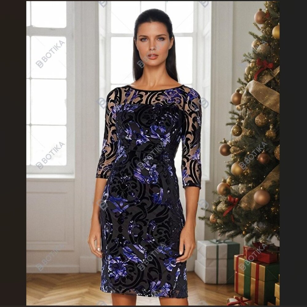 NWT Tahari Enchanting Midnight Floral Sheath Dress